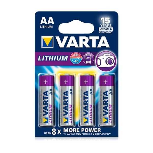 4x Varta Batterie Professional Lithium AA f. Pentax Optio 60