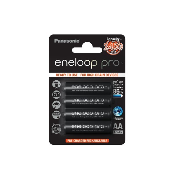 4x Panasonic eneloop Pro Akkus black f. Sanyo Xacti VPC-S60