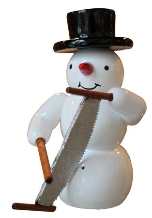 Schneemann singende Säge  Dekofigur aus Holz 5,5cm