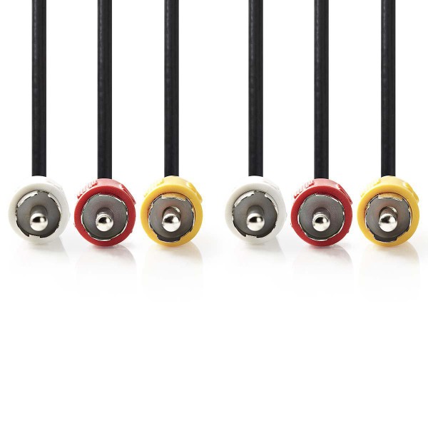 Videokabel Composite 3x Cinch-Stecker - 3x Cinch-Stecker 10,0 m Schwarz