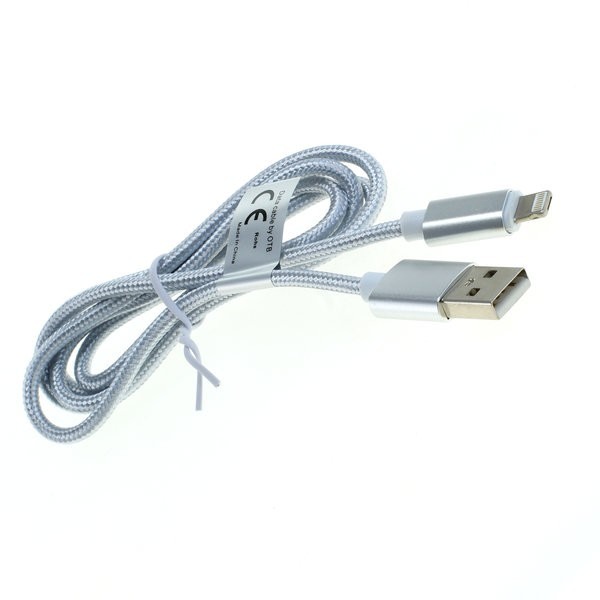 Datenkabel 2in1 - iPhone / Micro-USB - Nylonmantel - 1,0m  silber