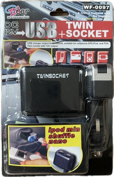 Verteiler mit 2x Zigarettenanzünderbuchse + 1x USB Ladebuchse