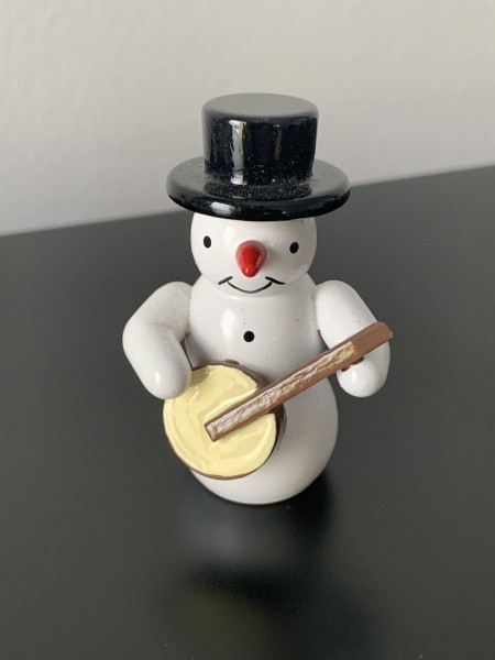 Schneemann mit Banjo  Dekofigur aus Holz 5,5cm